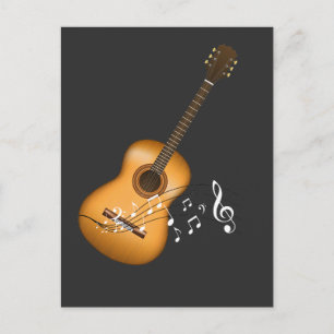 Acoustic Guitar Player Musical Notes Art Musicus Briefkaart
