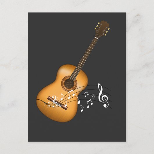Acoustic Guitar Player Musical Notes Art Musicus Briefkaart (Voorkant)