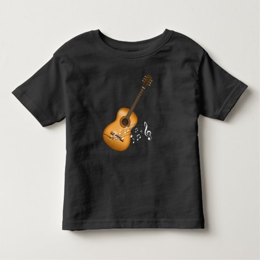 Acoustic Guitar Player Musical Notes Art Musicus Kinder Shirts (Voorkant)