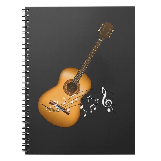Acoustic Guitar Player Musical Notes Art Musicus Notitieboek (Voorkant)