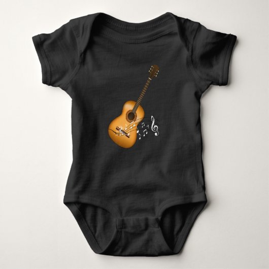 Acoustic Guitar Player Musical Notes Art Musicus Romper (Voorkant)