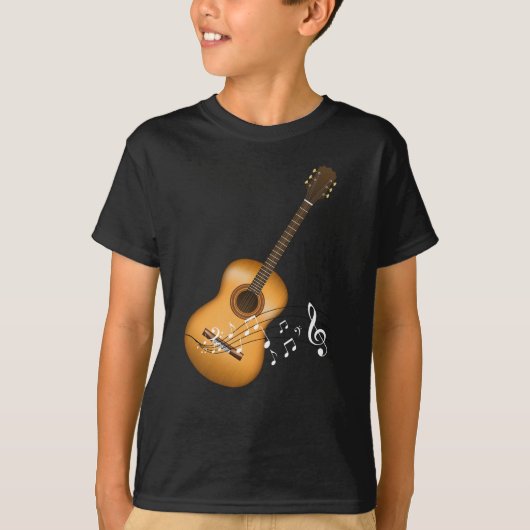 Acoustic Guitar Player Musical Notes Art Musicus T-shirt (Voorkant)