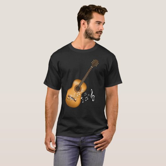 Acoustic Guitar Player Musical Notes Art Musicus T-shirt (Voorkant volledig)