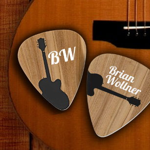 Acoustic Guitar Rustic Wood Name Cool Rock Gitaar Plectrum