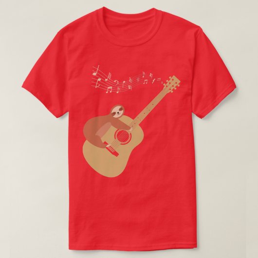Acoustic Guitar Sloth Hug52 T-shirt (Design voorkant)