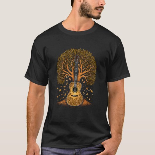Acoustic Guitar Tree of Life Guitar Tree T-shirt (Voorkant)