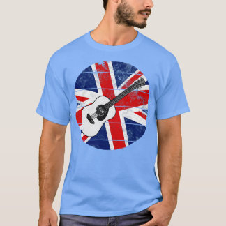 Acoustic Guitar UK Flag Groot-Brittannië Gitarist T-shirt