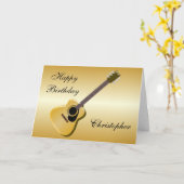 Acoustic Guitar Voeg gewoon naam geboortedag toe Kaart (Gele Bloem)