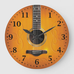 Acoustic Guitar Wall Clock Grote Klok