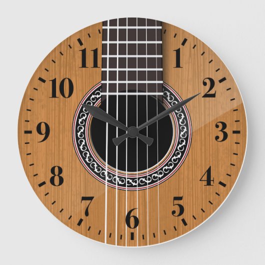Acoustic Guitar Wall Clock Grote Klok (Voorkant)
