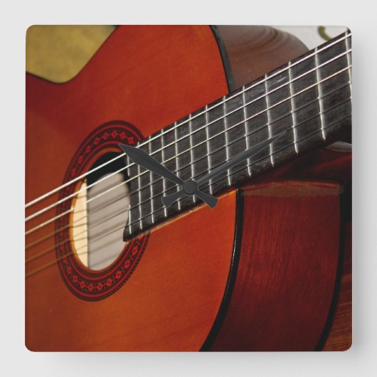 Acoustic Guitar Wall Clock Vierkante Klok (Voorkant)