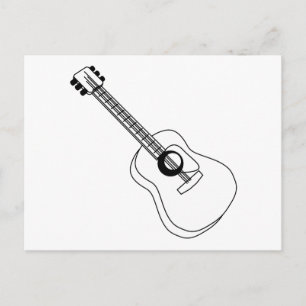 Acoustic Guitar White Outline Guitar Graphic Briefkaart