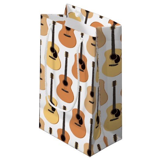 Acoustic Guitars Pattern Klein Cadeauzakje (Voorkant Gekanteld)