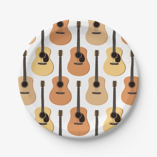Acoustic Guitars Pattern Papieren Bordje (Voorkant)
