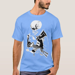 Acoustic Rock Music Skeleton Head Guitar T-shirt