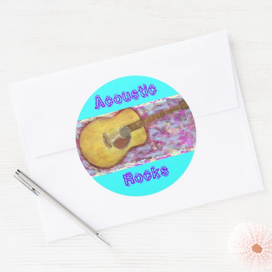 Acoustic Rocks Guitar Ronde Sticker (Envelop)