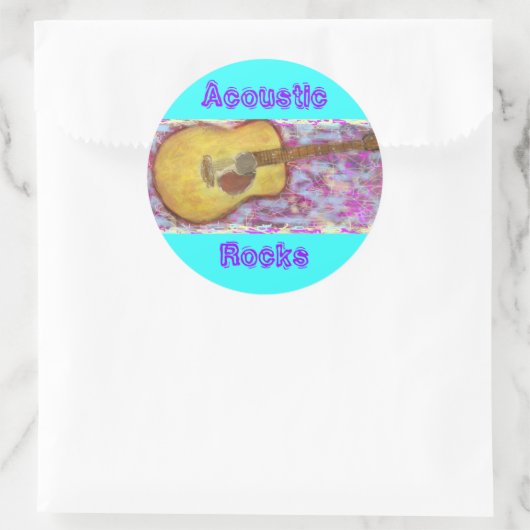 Acoustic Rocks Guitar Ronde Sticker (Tas)