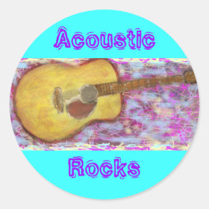 Acoustic Rocks Guitar Ronde Sticker