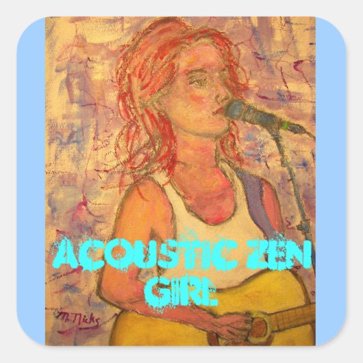 Acoustic Zen Girl Vierkante Sticker (Voorkant)