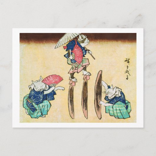 Acrobat Cat, Hiroshige, Ukiyo-e Briefkaart (Voorkant)
