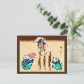 Acrobat Cat, Hiroshige, Ukiyo-e Briefkaart (Staand voorkant)