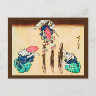 Acrobat Cat, Hiroshige, Ukiyo-e Briefkaart