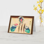 Acrobat Cat, Hiroshige, Ukiyo-e Kaart (Gele Bloem)
