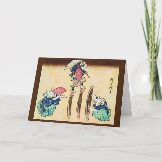 Acrobat Cat, Hiroshige, Ukiyo-e Kaart (Voorkant)