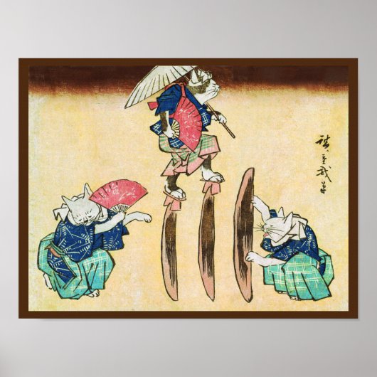Acrobat Cat, Hiroshige, Ukiyo-e Poster (Voorkant)