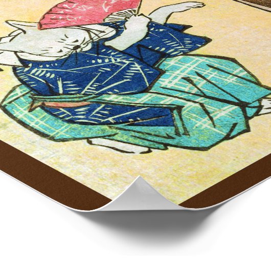 Acrobat Cat, Hiroshige, Ukiyo-e Poster (Hoek)