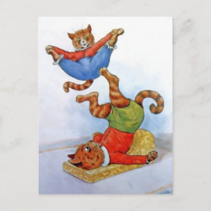  Acrobat Cats-Briefkaart Briefkaart