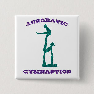 Acrobat Gymnastics - Girls Acro Paars en Blauwgroe Vierkante Button 5,1 Cm