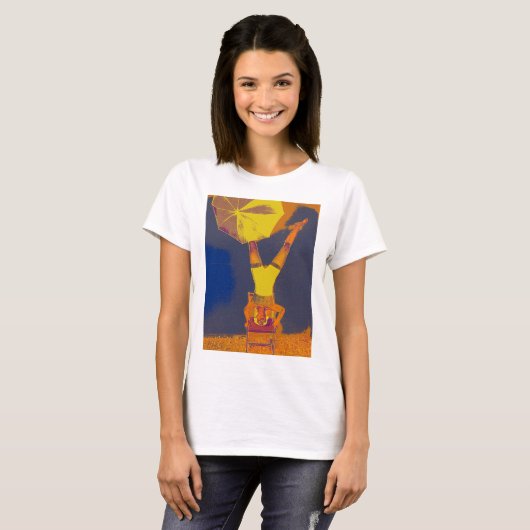 Acrobat Headstand Art T-shirt voor dames, wit (Voorkant volledig)