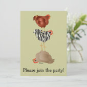 Acrobat kippen (hen party?) Uitnodiging (Staand voorkant)