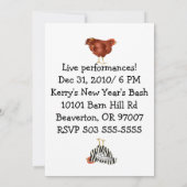 Acrobat kippen (hen party?) Uitnodiging (Achterkant)