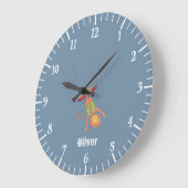 Acrobat Monkey Kid Blue Wall Clock Grote Klok (Hoek)
