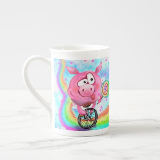 Acrobat Pig Bone China Mok (Links)