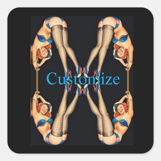 Acrobat  Pinups Thunder_Cove Vierkante Sticker (Voorkant)