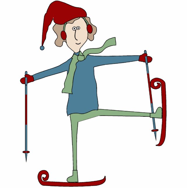 Acrobat Skier Photo Sculpture Staand Fotobeeldje (Voorkant)