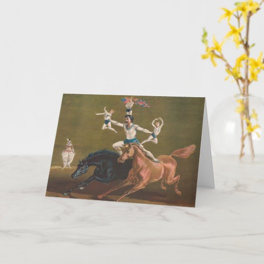 Acrobaten te paard. kaart (Gele Bloem)