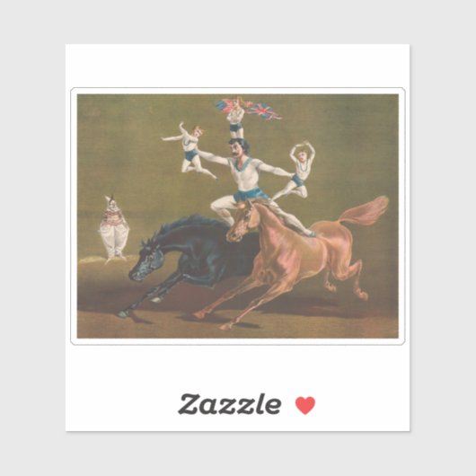 Acrobaten te paard. sticker (Vel)