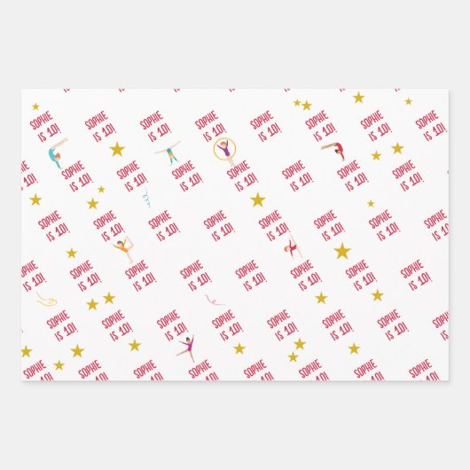 Acrobatics and gymnastics sport girl birthday inpakpapier vel (Voorkant 3)