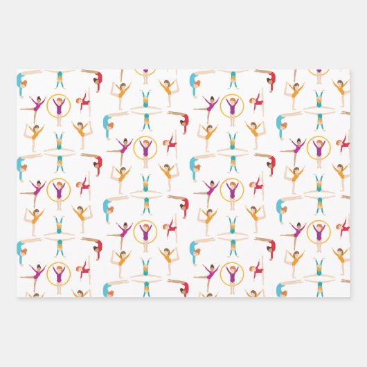 Acrobatics and gymnastics sport girl birthday inpakpapier vel (Voorkant 2)