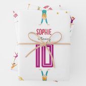 Acrobatics and gymnastics sport girl birthday inpakpapier vel (In situ)