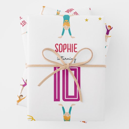 Acrobatics and gymnastics sport girl birthday inpakpapier vel (In situ)