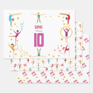 Acrobatics and gymnastics sport girl birthday inpakpapier vel