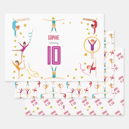 Acrobatics and gymnastics sport girl birthday inpakpapier vel (Set)
