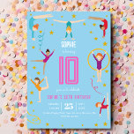 Acrobatics and gymnastics sport girl birthday kaart<br><div class="desc">Hé daar, hoogvliegende vrienden! 🎪 Maak je klaar om te flippen en tuimelen op onze acrobatisch gethematiseerde verjaardagsbash! 🤸‍♂️ Onze Zazzle-uitnodiging is voorzien van oogverblindende acrobaten en spannende stunts - perfect voor een leuk feest! Ga met ons mee voor een dag van circusmagie, spelletjes en non-stop giechelen. Het wordt een...</div>