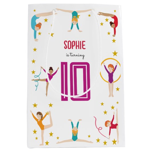Acrobatics and gymnastics sport girl birthday medium cadeauzakje (Voorkant)
