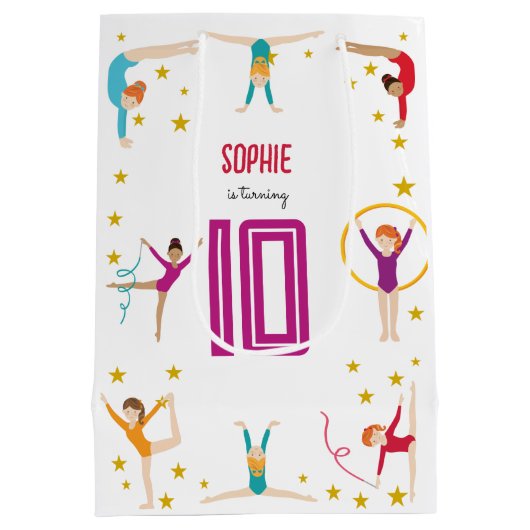 Acrobatics and gymnastics sport girl birthday medium cadeauzakje (Achterkant)